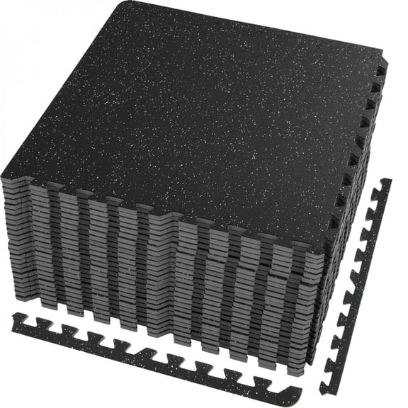 FENGFAN 25PCS 1/2" Interlocking Gym Floor Mats, 2424" Rubber Top Non-Slip Puzzle Tiles