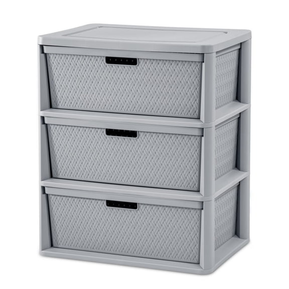 FENGFAN 3 Drawer Plastic Storage Tower Removable Decorative Bins Tool Free Assembly Gray