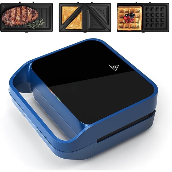 FENGFAN 3 In 1 Electric Sandwich Maker Removable Nonstick Plates 850W 1 Pack