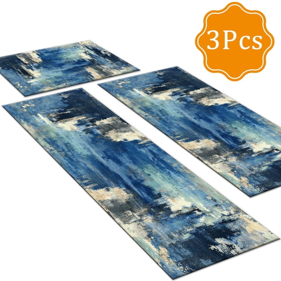 FENGFAN 3-Piece Boho Kitchen Floor Mat Set Low Pile Non Slip Machine Washable Runner Rugs 20x32 20x48 20x59 Inch Single Pack