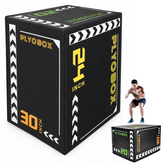 FENGFAN 3 in 1 Foam Plyometric Jump Box 20 24 30 Inch Adjustable Height Non Slip PVC Leather for Home Gym
