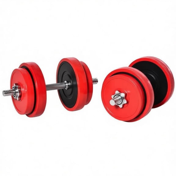 FENGFAN 44lbs Convertible Dumbbell Barbell 2-in-1 Adjustable Home Gym Weight Set Red Black