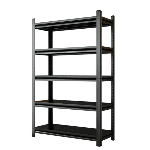 FENGFAN 5-Tier Heavy Duty Adjustable Metal Storage Shelving Boltless Interlocking Black 1 Pack