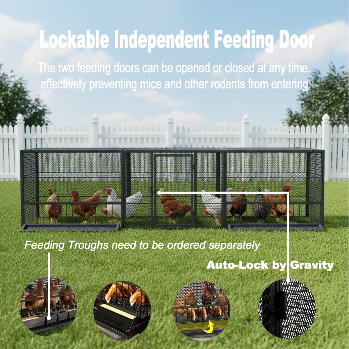 FENGFAN 83" Galvanized Chicken Coop, Thickened Mesh Poultry Cage for Chicken Duck Goose Pigeon Outdoor Home