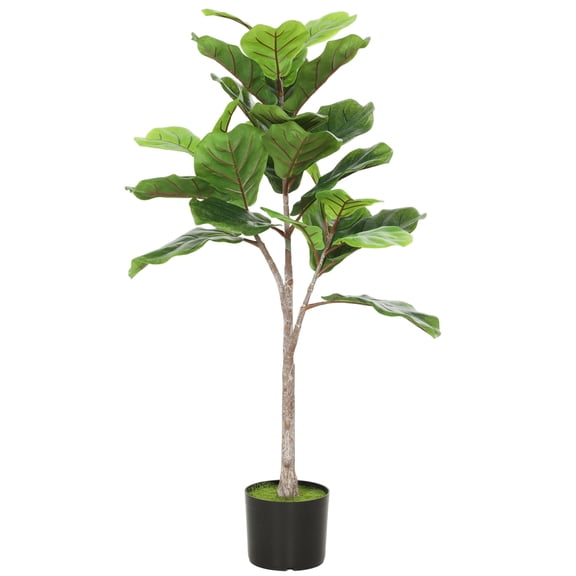 FENGFAN Artificial Fiddle Leaf Fig Tree 43.3in 28 PEVA Leaves Green Potted Plant