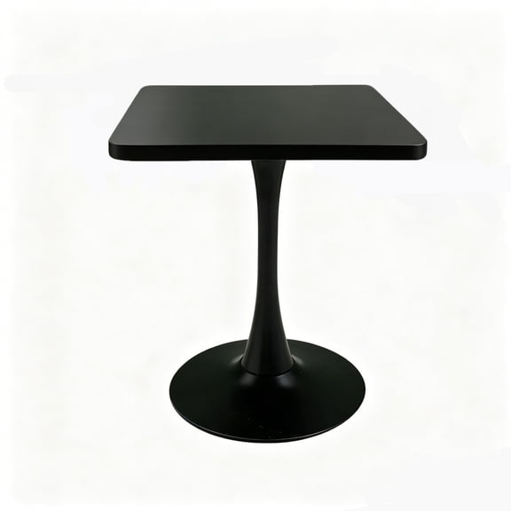 FENGFAN Black 23.6 Inch Square Tulip Dining Table Mid Century Modern Metal Pedestal Small Bistro Table 1 Pack