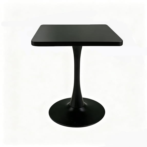FENGFAN Black 23.6 Inch Square Tulip Dining Table Mid Century Modern Metal Pedestal Small Bistro Table 1 Pack