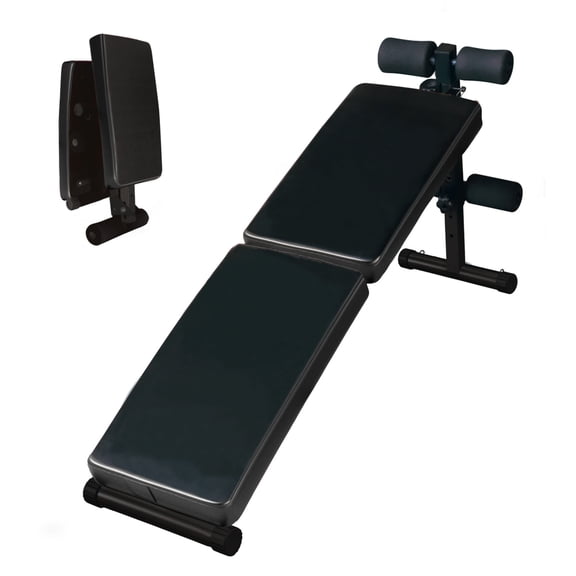 FENGFAN All Black Multi-Position Adjustable Foldable Weightlifting Utility Bench 4 Level Incline Steel Frame PU Leather EVA Foam Home Gym Sit Up Bench Single Pack