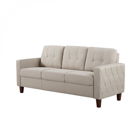 FENGFAN Button Tufted Accent Chair Polyester Fabric 76.77 x 32.09 x 35.24 Inch Beige 1 Pack