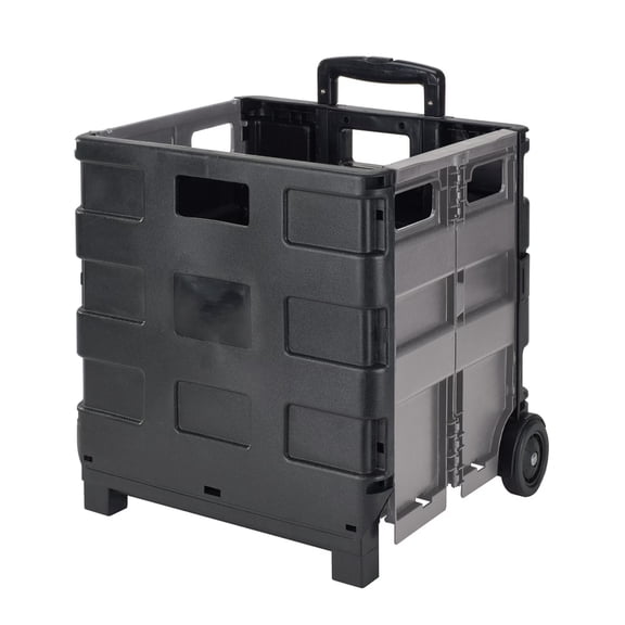FENGFAN Collapsible Utility Cart 60LBS Load Bearing Foldable Plastic Black 16.5x14.5x15.75 Inch Single Pack