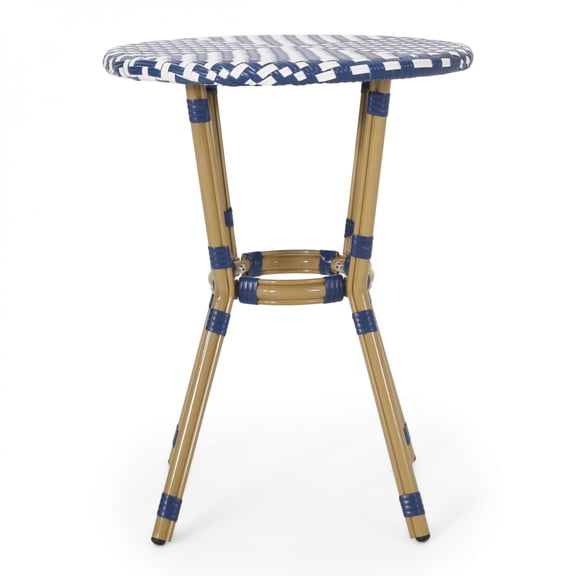 FENGFAN French Bistro Table Aluminum Frame PE Rattan 21.75x21.75x28.50 Inch 1 Pack