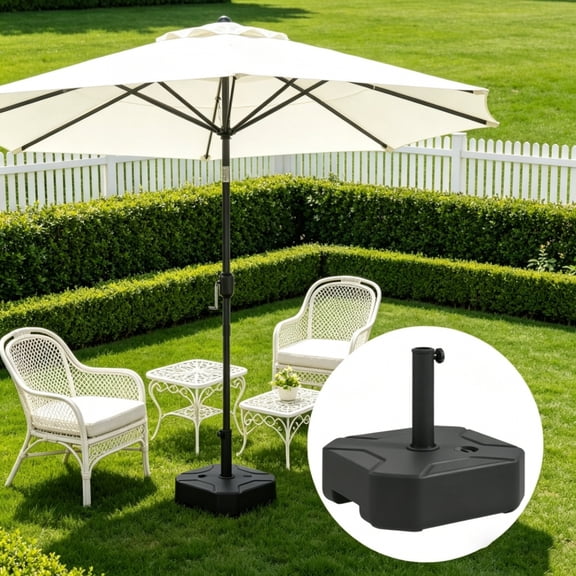 FENGFAN HDPE Outdoor Umbrella Base, Fillable Sand Water Parasol Base for Pole 1.5"/1.9", Garden Deck Poolside Use, 1 Pack