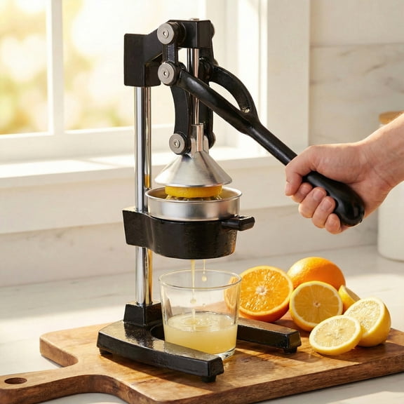 FENGFAN Heavy Duty Cast Iron Citrus Juicer Black Color Extra Large Commercial Grade Manual Hand Press Countertop Fruit Squeezer