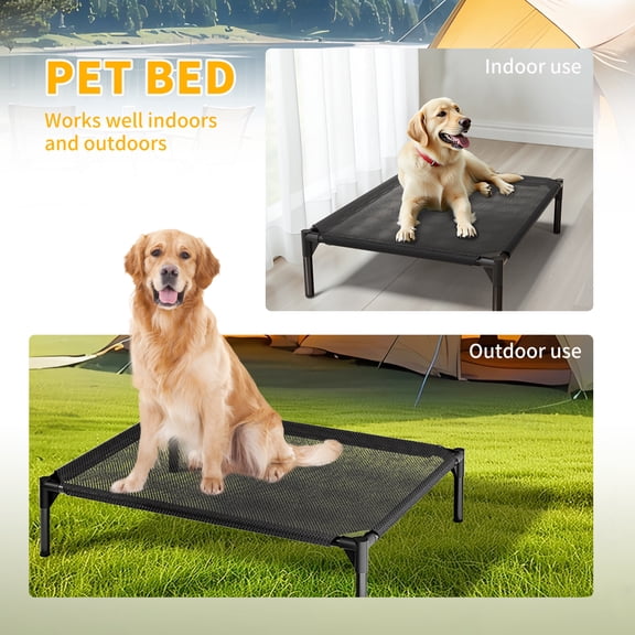 FENGFAN L-Type Mesh Pet Bed, Cooling Breathable PVC Teslin Elevated Cot for Small Medium Dogs Cats Indoor Outdoor Use, 1 Pack