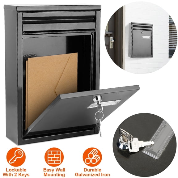 FENGFAN Lockable Wall Mount Mailbox, Galvanized Iron Security Letter Box with Keys for Outdoor Home Use