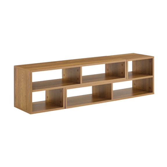 FENGFAN Modular Adjustable TV Stand MDF Open Storage Entertainment Center Wood DIY Freestyle Media Shelf Single Set Pack