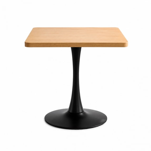 FENGFAN Natural 23.6 Inch Square Tulip Dining Table Mid Century Modern Metal Pedestal Small Bistro Table 1 Pack