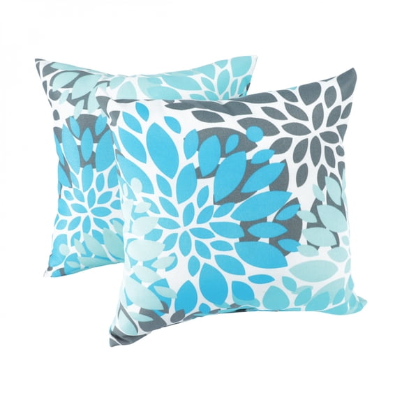 FENGFAN Outdoor Throw Pillows Waterproof Fade Resistant 18x18 Inch Blue Floral 2 Pack