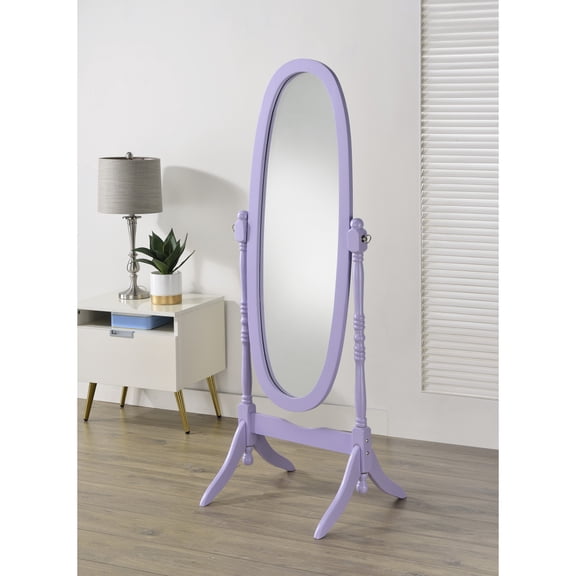 FENGFAN Purple Finish Cheval Mirror, Queen Anna Style Oval Full Body Freestanding Wood Floor Mirror for Home Decor, 1 Pack