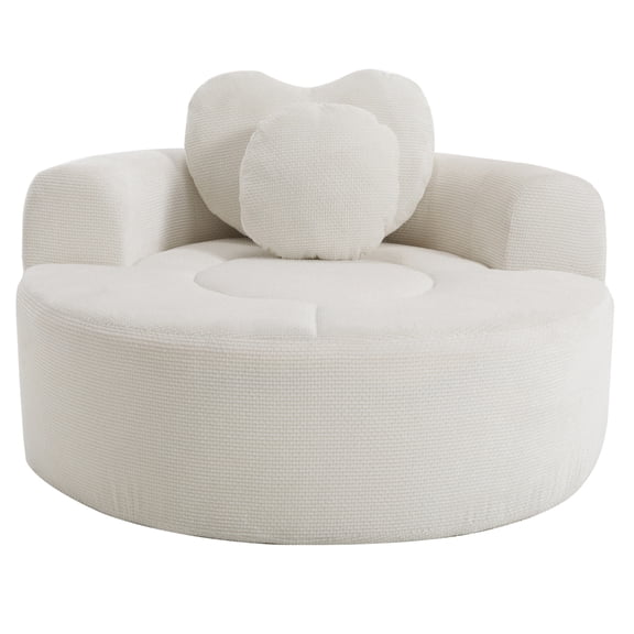 FENGFAN Round Sofa Bed Memory Foam Sectional Couch Beige 3 Pillows Multi-functional 1 Pack