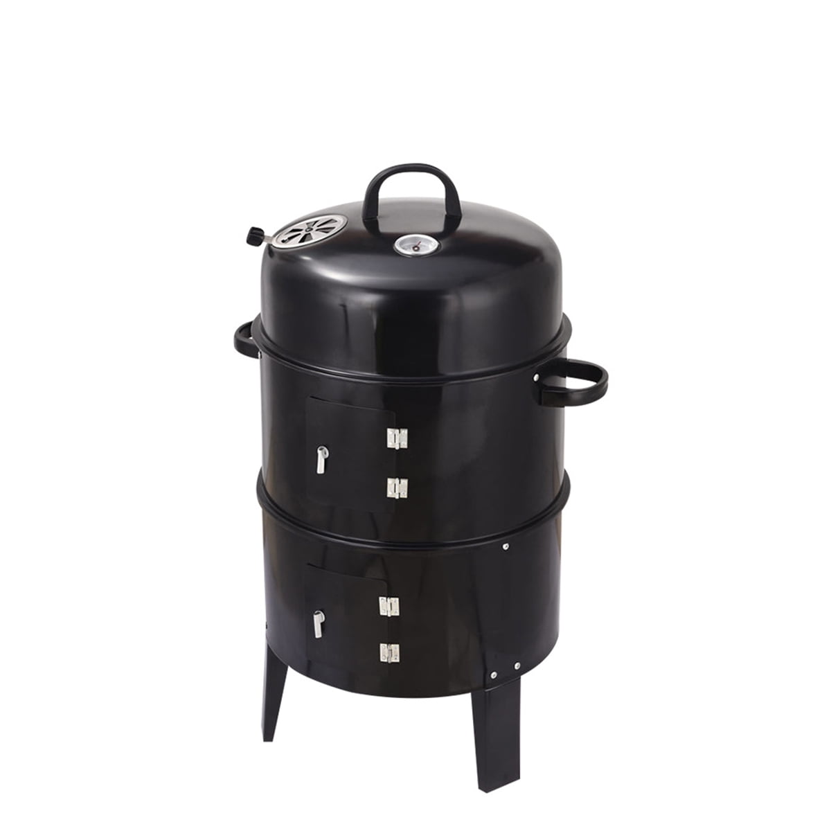 FENGFAN Vertical 2-Tier Charcoal Smoker Grill, Outdoor Wood-Fired BBQ & Braising Stove with Thermometer