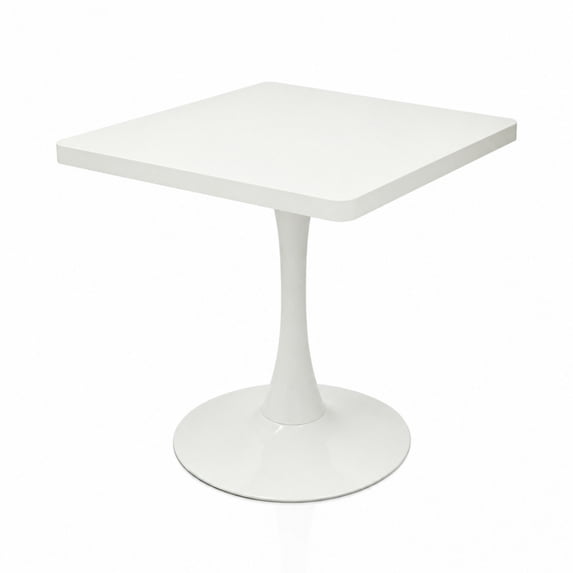 FENGFAN White 23.6 Inch Square Tulip Dining Table Mid Century Modern Metal Pedestal Small Bistro Table 1 Pack