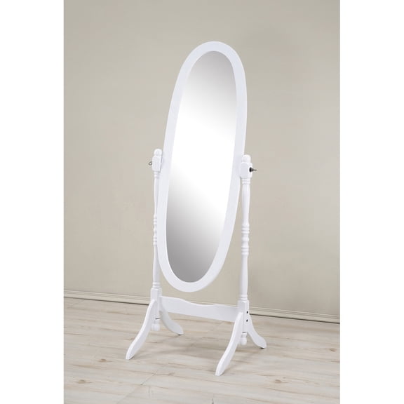 FENGFAN White Finish Cheval Mirror, Queen Anna Style Freestanding Oval Full Body Floor Mirror for Bedroom, 1 Pack