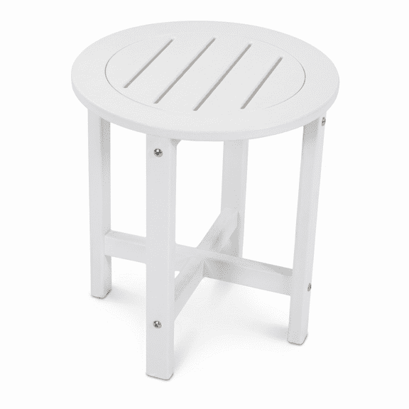 FENGFAN White HDPE Outdoor Side Table 18 Inch Square Weather Resistant Patio End Table Compact Lightweight Pool Balcony Accent Table 1 Pack