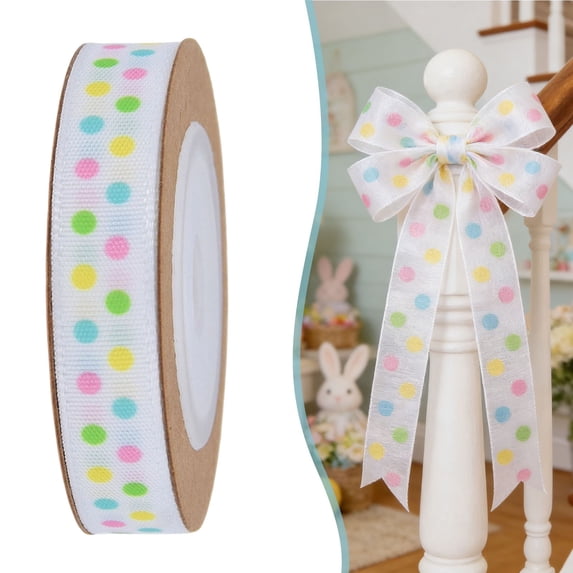FENGGHAO 10 Yard Easter Wired Edge Ribbon Bunny Carrot Stripe Print Spring Ribbon For Wreaths DIY Crafts Wrapping