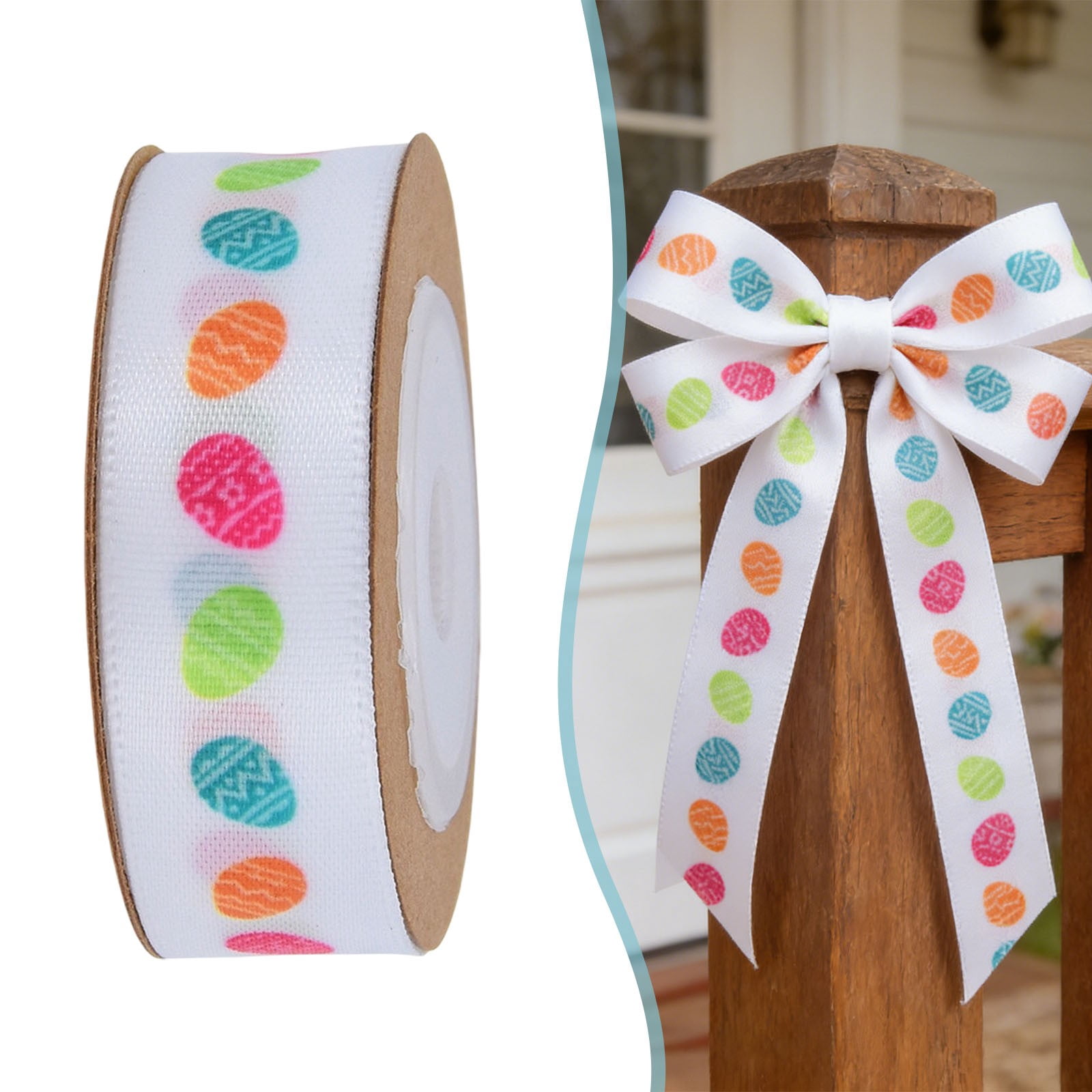 Easter Edging FENGGHAO 10 Yard Easter Wired Edge Ribbon Bunny Carrot Stripe Print ...