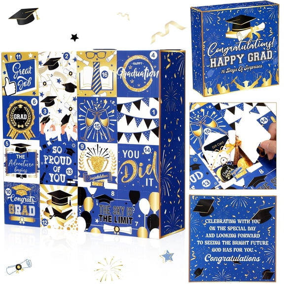 FENGGHAO 16 Day Graduation Countdown Box Large Fillable Empty DIY Gift Box for High School College Graduate Him Her