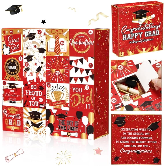 FENGGHAO 16 Day Graduation Countdown Box Large Fillable Empty DIY Gift Box for High School College Graduate Him Her