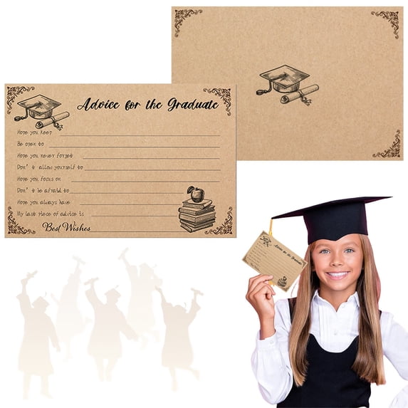 FENGGHAO 25Pcs Graduation Advice and Wishes Cards Golden Star Design 4x6 Inch for Class of 2026 Graduate Party Message Cards
