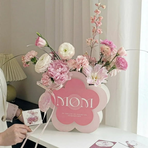 FENGGHAO 3PCS Flower Gift Box Set Rose Packaging Box Wrapping Paper Bag Portable Bouquet Box for Mothers Day Wedding Valentine Green