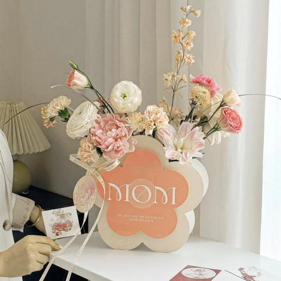 FENGGHAO 3PCS Flower Gift Box Set Rose Packaging Box Wrapping Paper Bag Portable Bouquet Box for Mothers Day Wedding Valentine Green