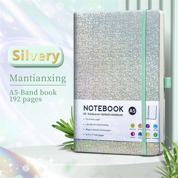 FENGGHAO Glitter Journal Never Peel Off, A5 Hardcover Notebook with 160 Wide Ruled Lined Pages for Writing Notes Women Teens, 8.3x5.7 Inch
