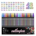 thumbnail image 1 of FENGGHAO 48 Pack Double Line Outline Pens, 1.5ml Glitter Gel Pens Set with Water-Based Ink for Adult Coloring Books Scrapbooking Journaling Drawing Craft, 1 of 7