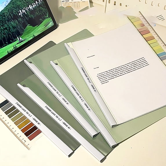 FENGGHAO 5 Pack A4 Swivel Sliding Bar Presentation Folders Plastic Report Covers Resume Portfolio Document Organizers Assorted Colors