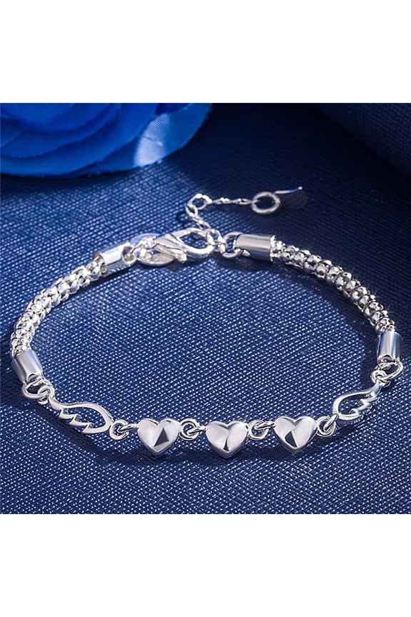 Women's Silver Plated Charm Love Heart Wings Bracelet Cuff Bangle Jewelry,1PC