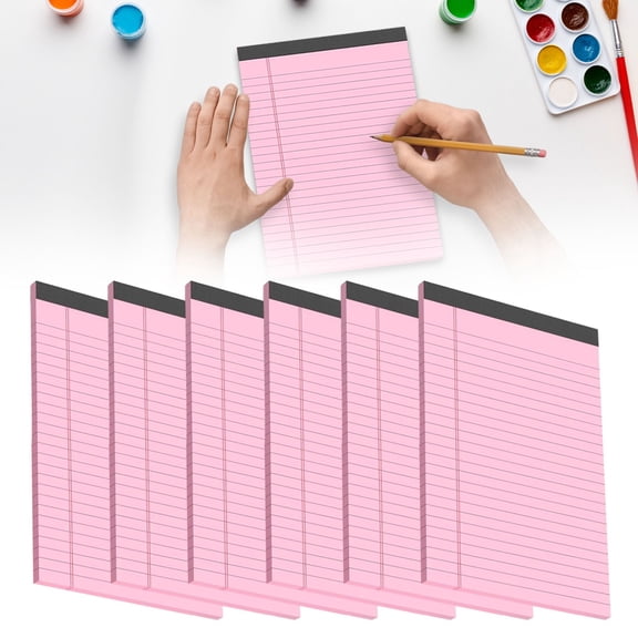 FENGGHAO 6 Pack Pink A5 Colored Legal Pads 5x8 Inch Perforated Lined Notebook 50 Sheets For Office Home