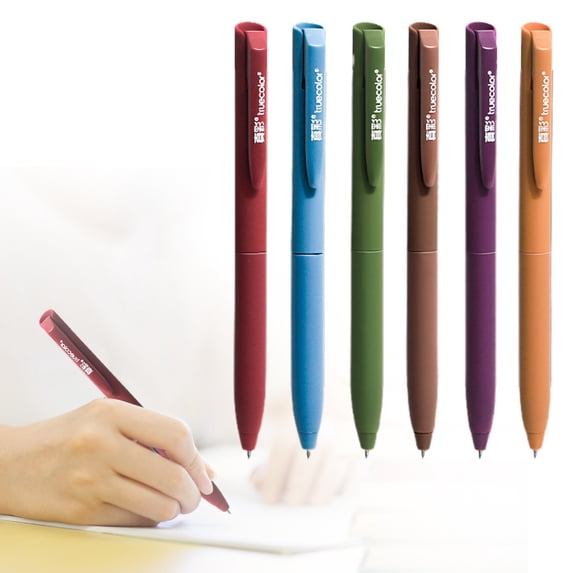 FENGGHAO 6PCS Colored Gel Pens Retractable Quick Dry No Smear Ink 0.5mm Fine Point Comfort Grip Smooth Writing For Note Taking Journaling Supplies