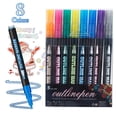 thumbnail image 1 of FENGGHAO 8 Pack Double Line Outline Pens, 1.5ml Glitter Gel Pens Set with Water-Based Ink for Adult Coloring Books Scrapbooking Journaling Drawing Craft, 1 of 7