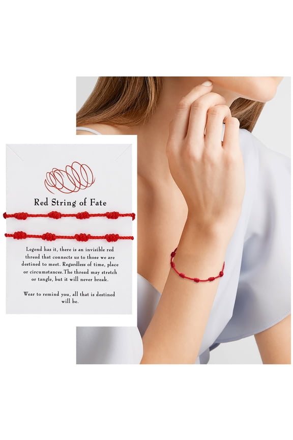 Adjustable Red String Friendship Bracelet 2 Pack 7 Knot Handmade Cord for Women Meaningful Gift Good Fortune