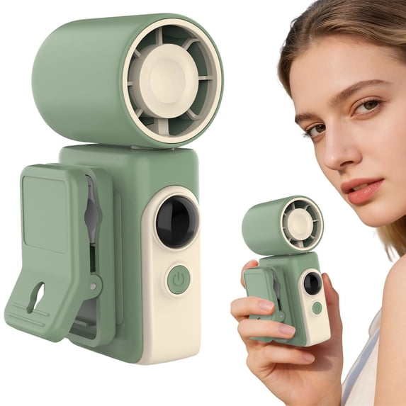 FENGGHAO Army Green Clip On Handheld Fan LED Display 4 Speed 360 Rotating Detachable Clip Rechargeable Stroller Fan