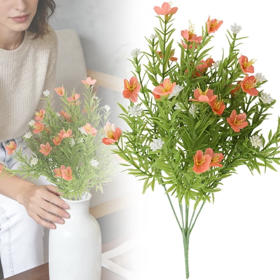 FENGGHAO Artificial Flowers Cemetery Memorial Bouquet, 1 Bundle Realistic Plastic Flowers for Hanging Window Box Home Table Centerpieces Outdoor Grave Decor