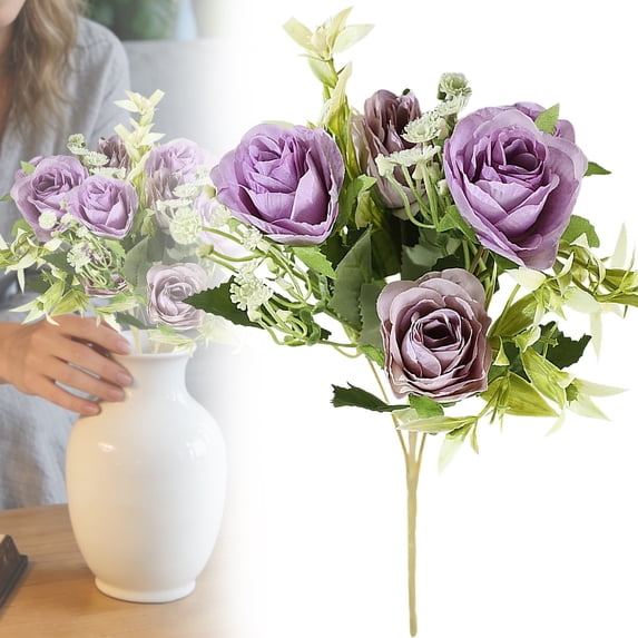 FENGGHAO Artificial Flowers Cemetery Memorial Bouquet, 1 Bundle Realistic Plastic Flowers for Hanging Window Box Home Table Centerpieces Grave Decor