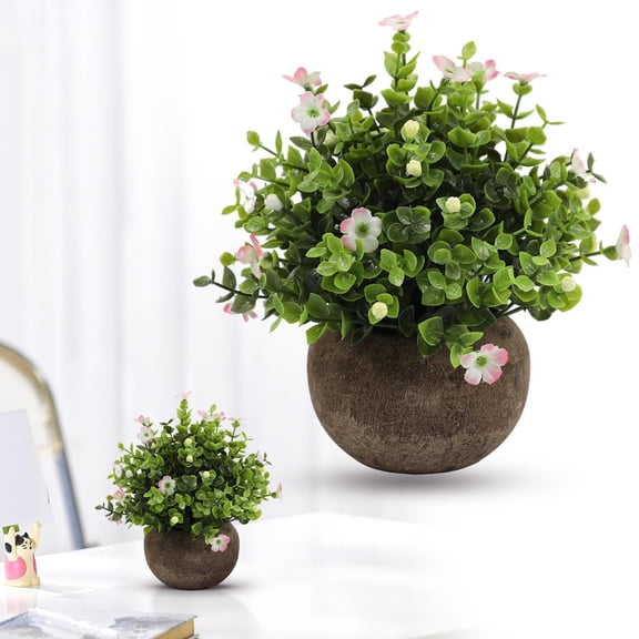 FENGGHAO Artificial Potted Plant Small Fake Eucalyptus Tabletop Succulent For Desk Home Office Decor Yellow