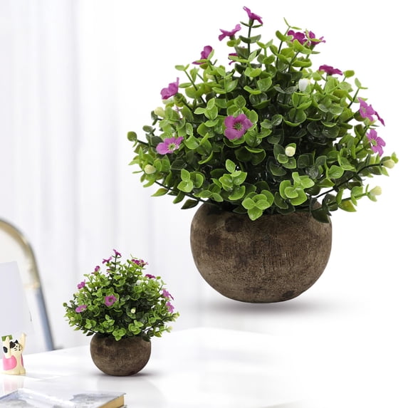 FENGGHAO Artificial Potted Plant Small Fake Eucalyptus Tabletop Succulent For Desk Home Office Decor Yellow