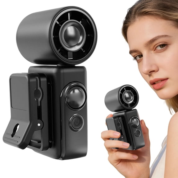 FENGGHAO Black Clip On Handheld Fan LED Display 4 Speed 360 Rotating Detachable Clip Rechargeable Stroller Fan
