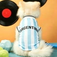 thumbnail image 1 of FENGGHAO Blue and White Argentina Dog Soccer Jersey, Breathable Pet Sportswear with Striped Design, Loose Fit Athletic Shirt for Dogs and Cats, 1 of 6